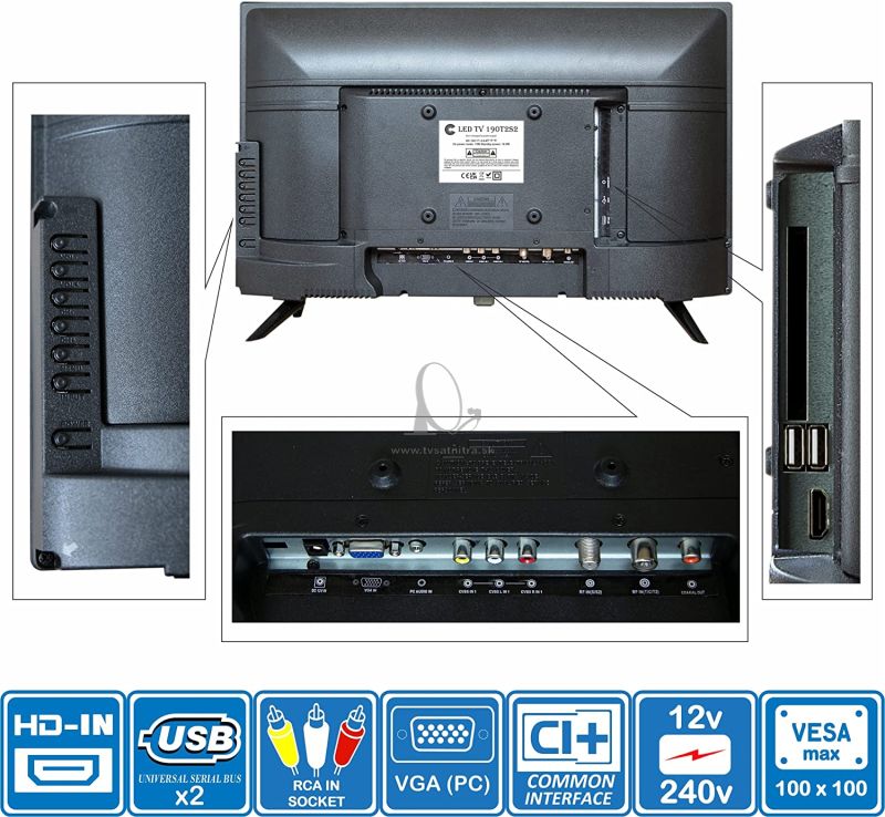 Unispectra ® 22 Pouces LED Full HD TV 12V / 220V (Volts) Tuner TNT et Sat,  USB, HDMI. TV 12v Camping Car, Petite Television pour Camion, Caravane